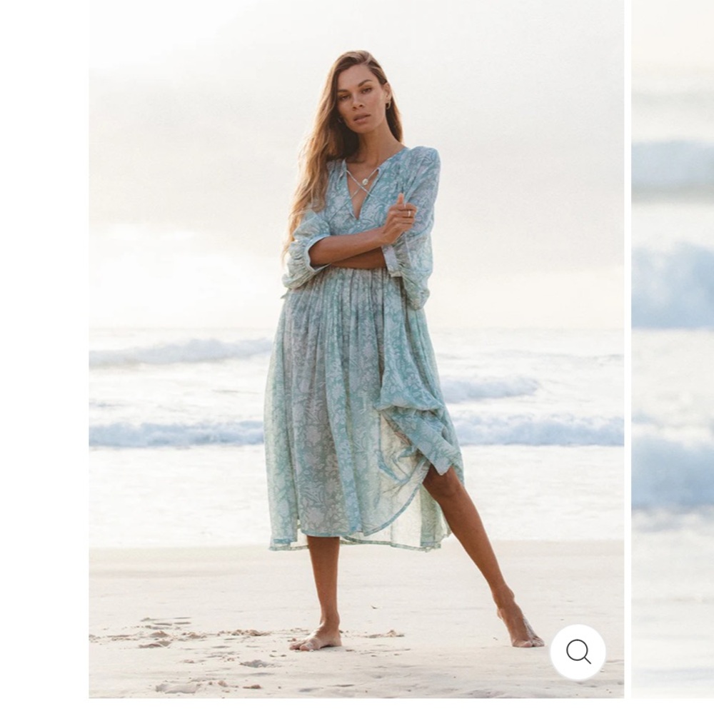 Daughters of India Aqua Floral Midi Dress